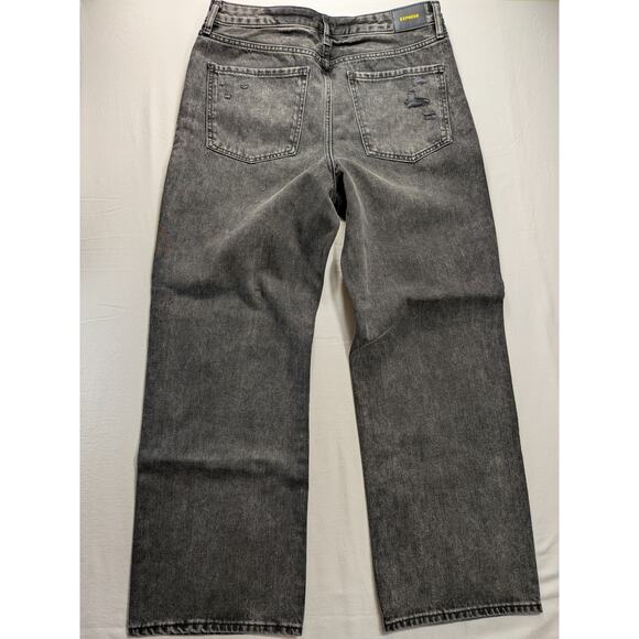 Express Jeans Womens 10 Distressed Black 90's Ankle Boot Mid-Rise Wide $98 NWT - Picture 3 of 12